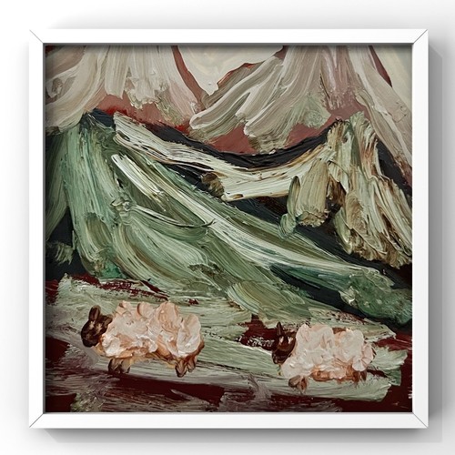 Sheep oil painting abstract - oil,