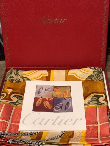 Vintage cartier silk scarf nos - silk,