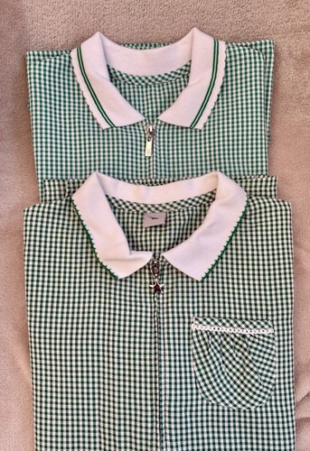 Green gingham school - green,