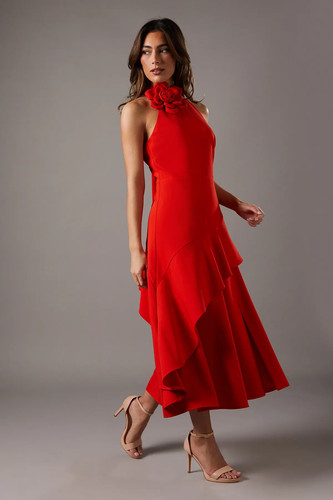 Coast flame red midi dress - red,
