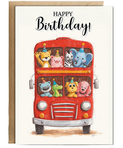 Happy birthday animal bus - happy,