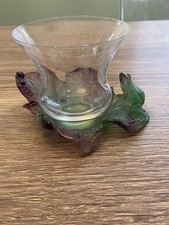 Antique Glass Paste Crystal Vase Signed Daum France Frog Decorations