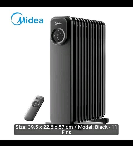 Midea black fin oil filled - black, 11-fin