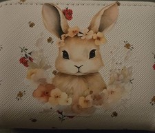 Pretty Rose Design Coin Purse Card Wallet featuring a Cute Rabbit +Free gift.