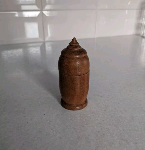 Vintage wooden lidded pot - wooden,