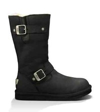 UGG® AUSTRALIA KENSINGTON 5678 BLACK LEATHER PULL ON BOOTS UK 6.5 USA 8 RRP £240