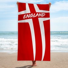 ENGLAND | Euro's | Beach Towel | Retro Football | Holiday | Red & White