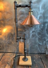 Stylish Industrial Table Lamp, Upcycled Steampunk, Retro, Edison LED Bulb,