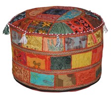 Pouf Ottoman Round Pouf Indian Poof Pouffe Foot Stool Floor Pillow Ethnic Decor
