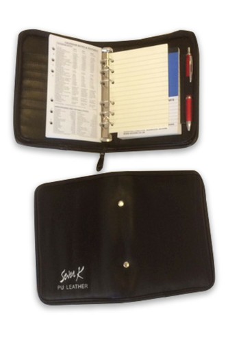 Leather zipped ring binder - zipped,