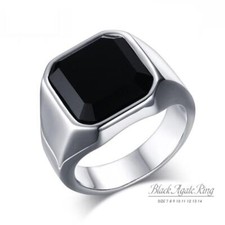 Black Onyx Rings Men Square