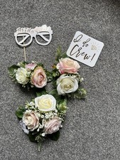 Acrylic Pick White Wedding Cake Topper with Flowers Decoration