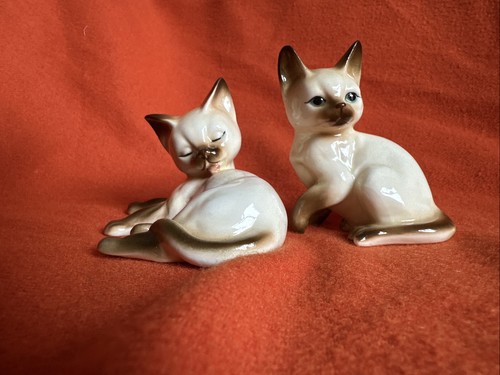 Pair siamese porcelain cats - of,