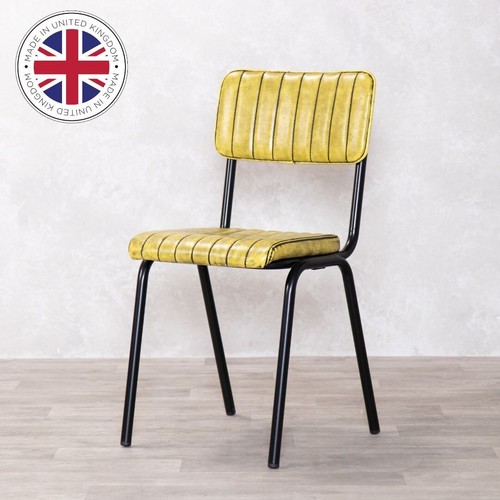 Yellow faux leather dining - leather,