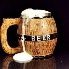 550ml Wooden Barrel Oak Cup - Beer Mug - Double Wall - Drinking Mugs - Tankard