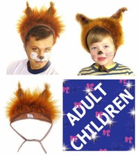 Animal Red Squirrel Fancy Dress Hat Unisex Adults Kids Children Carnival Party