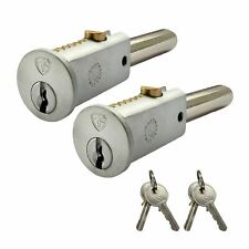 Pair of Roller Shutter Bullet Locks - Round Face Security Pin Lock (Key Alike)