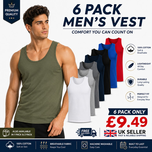 Pack mens vest 100 - 6, cotton