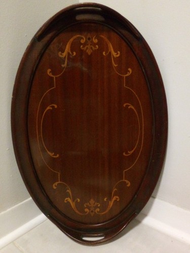 Antique wooden inlay serving - antique,