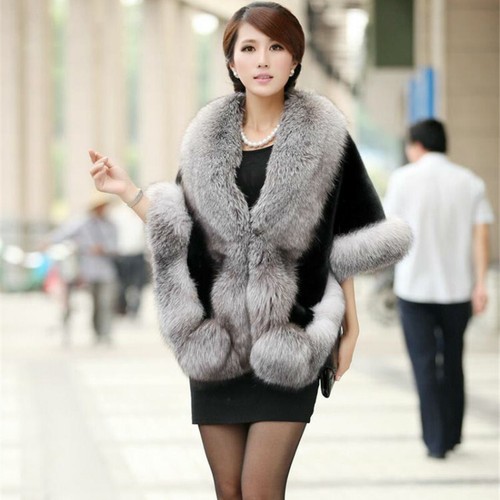 Faux fur long shawl stole - faux, wrap