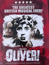 OLIVER! THE MUSICAL LONDON THEATRE POSTER RED  DESIGN USED AND RARE!