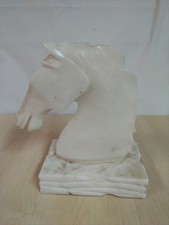 Vintage White Marble/Onyx Carved Horse Head Book End Ornament