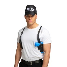 Police Gun & Shoulder Holster Fancy Dress Cop Sheriff Pistol Adult Accessory