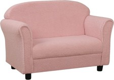 Children Double Seater Sofa Couch Pink Toddler Armchair Sherpa Fabric 0-3Y