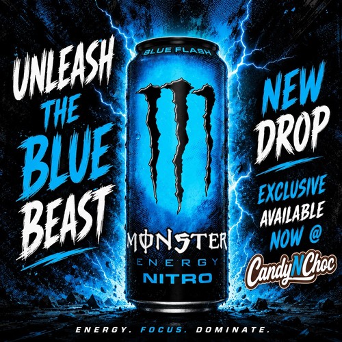 Monster energy blue - monster, flash