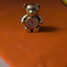 Vintage Quartz Mini Clock teddy bear Stand – Desk or Shelf Decor