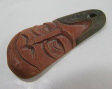 Vintage Carved Wooden Face Pendant Tiki Look