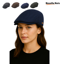 Tweed Herringbone Flat Cap Mens Baker Boy Hat Vintage Gatsby Wool Style