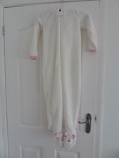 Girls White Supersoft LAMB 0nesie,  All in one,  Pyjamas,  Sleepsuit,  Age 5 - 6