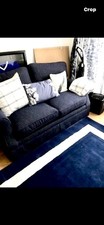 Laura Ashley Navy 2 Seats Sofabed, Plus Cushions And Throw, Never Used.