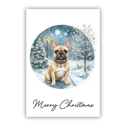 French bulldog christmas card - bulldog,