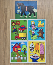 Vintage Playskool Wooden Puzzle Bundle x5 Home Toys Food Horse