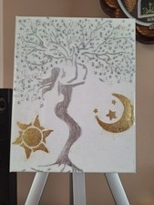 Sparkling Tree Of Life Woman Body Textured Wall Canvas Hanging For Any Room 