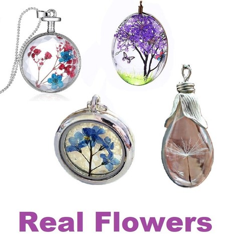 Dried pressed flower necklace - pressed,