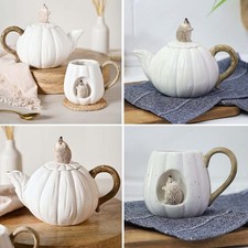 White Ceramic Teapot & Mugs