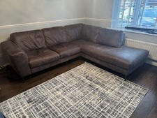 Barker & Stonehouse Brown Leather Corner Settee & Chair