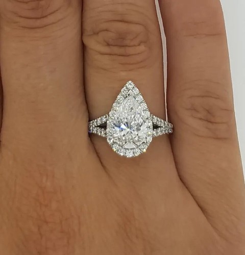 Halo split shank pear - halo, cut