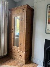 Children’s Wardrobe with Drawer and Mirror Solid Pine Wood