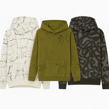 Boys Printed Hoodie – Ages 8–14Y+ – Charcoal, Olive, White – Pullover