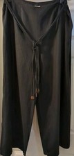TERRE ADELIE vintage wide leg pants.Size 18/20.Linen Rayon Blend.Black