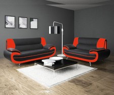 Palermo Napoli 3+2 Seater Faux Leather Modern Retro Couches Karol Onyx sofa sets