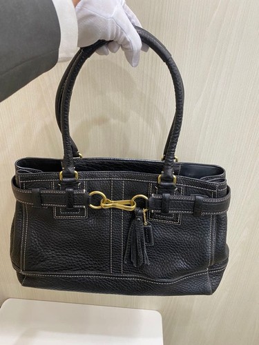 Coach black leather handbag - leather,