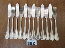 6 x Pairs Christofle RUBANS Fish Knives & Forks - Silver Plated Cutlery