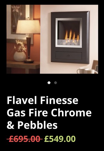 Gas fire pebble and chrome - pebble,