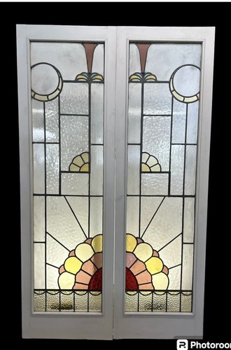 Art deco stained glass doors - art,