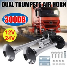 12V / 24V Twin Air Horn Chrome Plated Trumpet For Car Truck Lorry Bus Boat Train